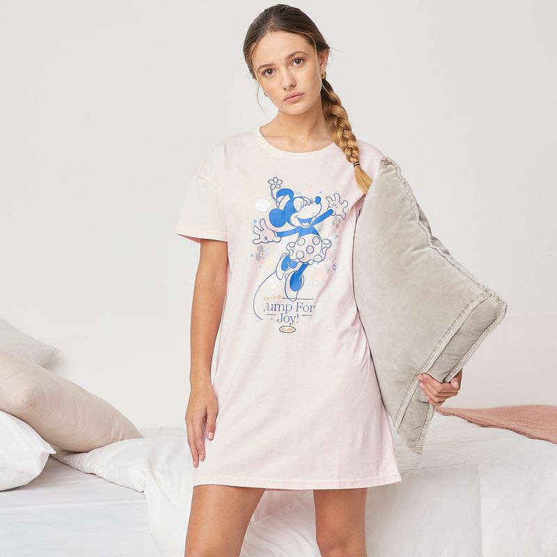 DISNEY - Camisa de dormir Mujer Manga corta de Algodón Disney
