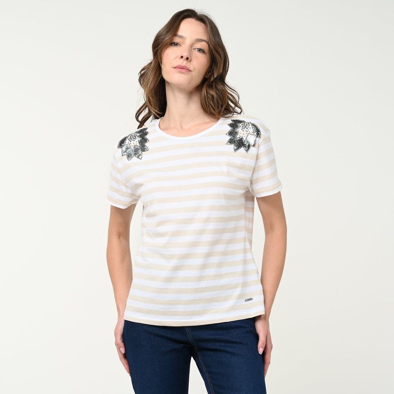 NEWPORT - Blusa Mujer Taches Manga corta de Algodón Newport