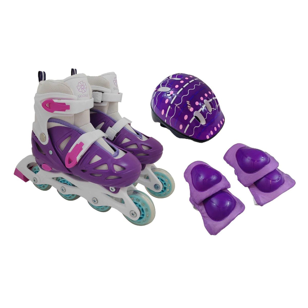 SCOOP - Juegos deportivos Scoop Patines: En línea para niña con protecciones