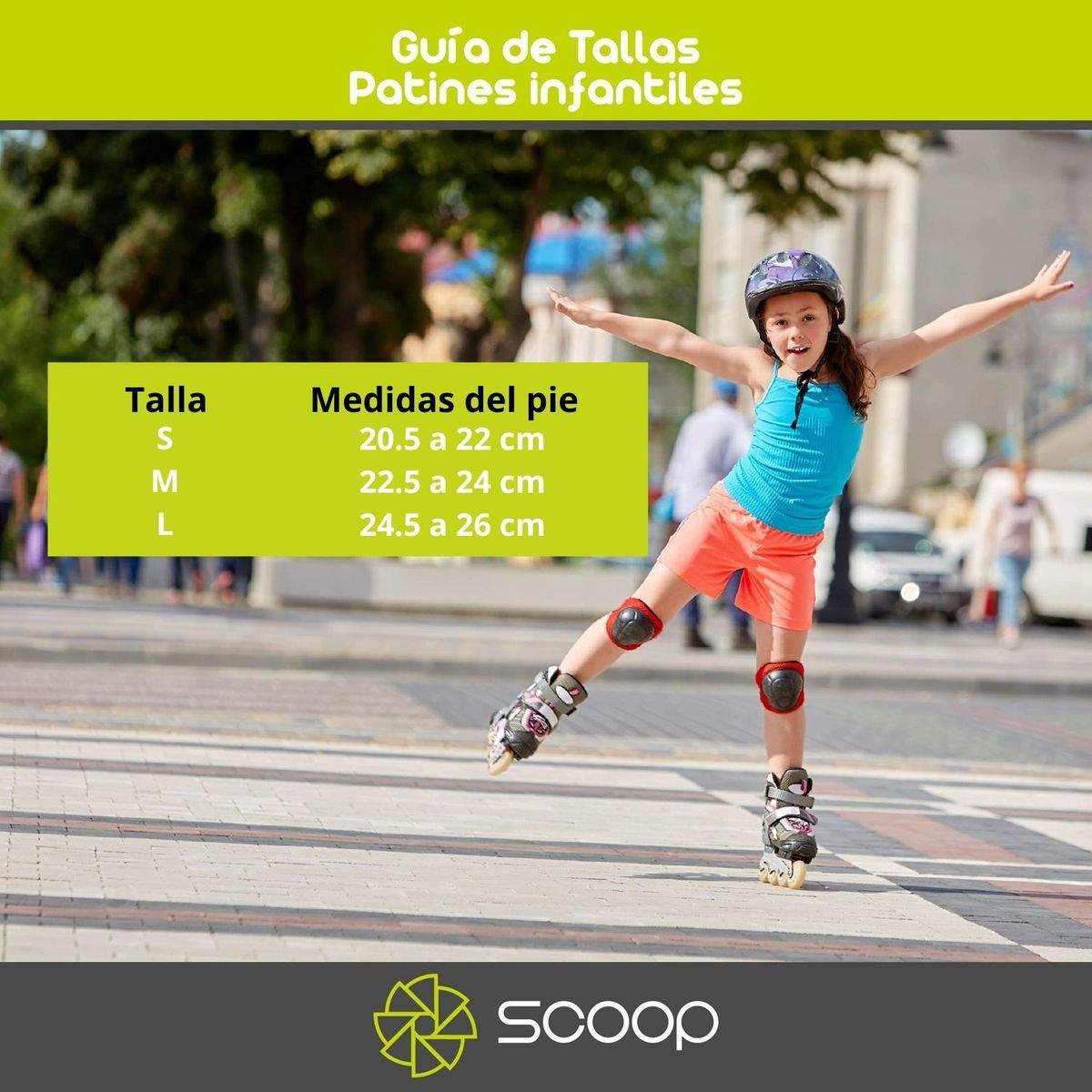 SCOOP - Juegos deportivos Scoop Patines: En línea para niña con protecciones