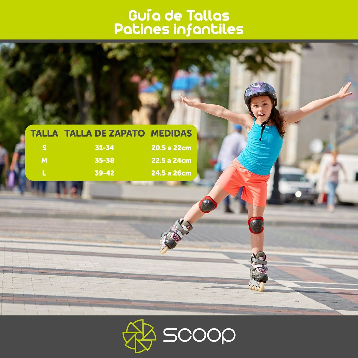 SCOOP - Juegos deportivos Scoop Patines: En línea para niña con protecciones Talla L