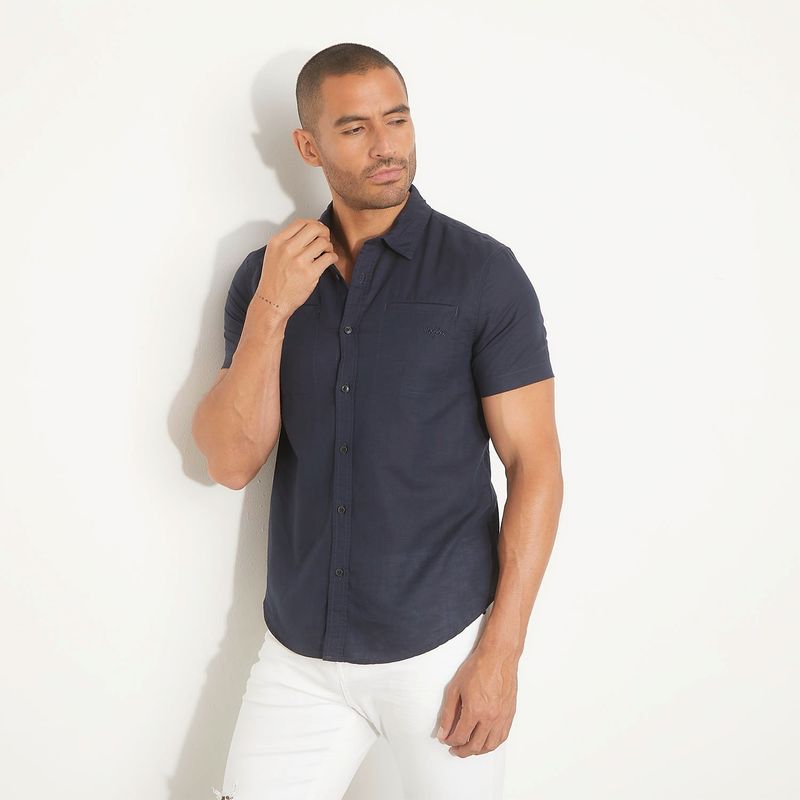 MOSSIMO - Camisa Hombre Manga corta Recto de Algodón Mossimo