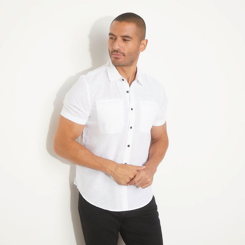MOSSIMO - Camisa Hombre Manga corta Recto de Algodón Mossimo
