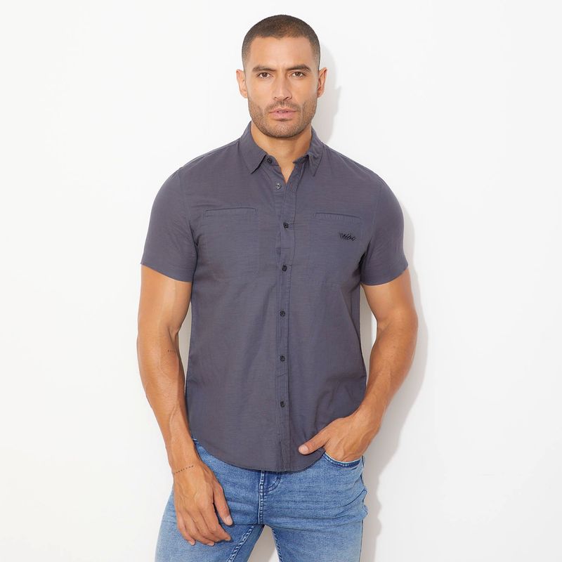 MOSSIMO - Camisa Hombre Manga corta Recto de Algodón Mossimo