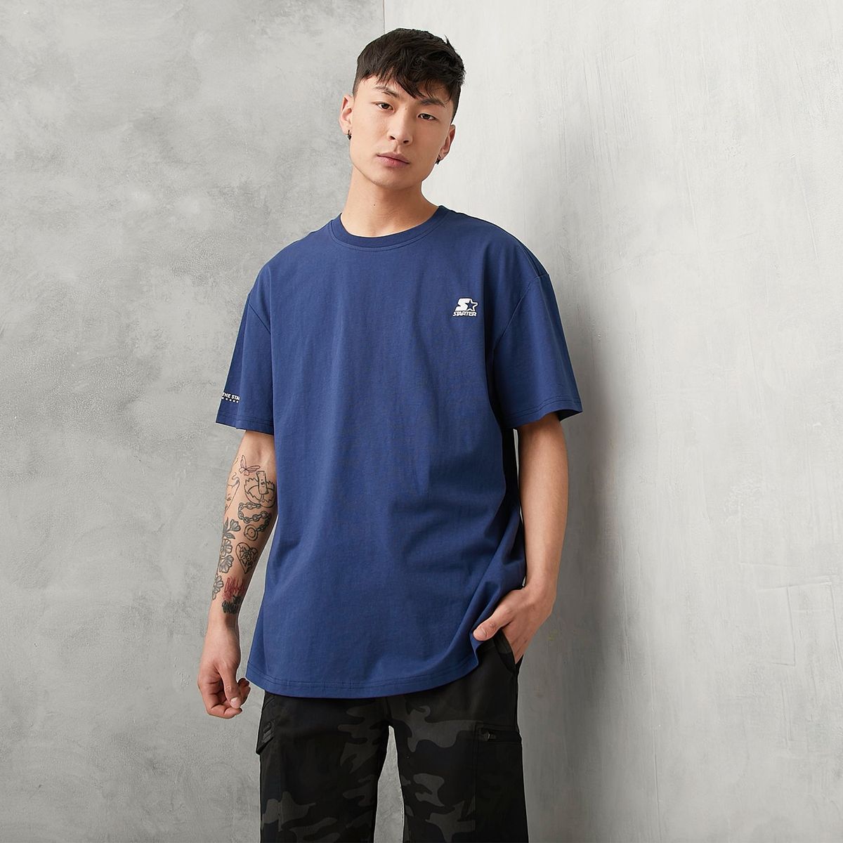 STARTER - Camiseta Hombre Manga Corta Oversize de Algodón Starter