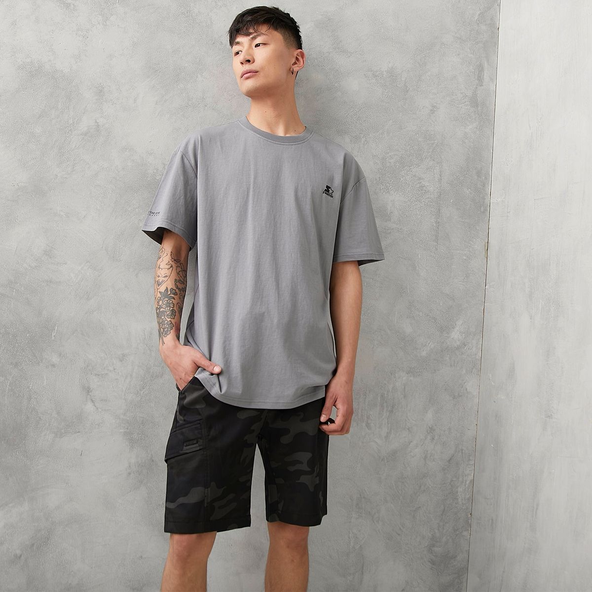 STARTER - Camiseta Hombre Manga Corta Oversize de Algodón Starter