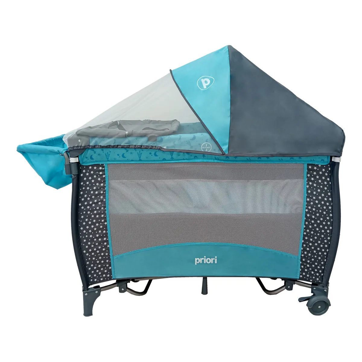 PRIORI - Cuna Corral Priori Lima para bebé Gris Azul