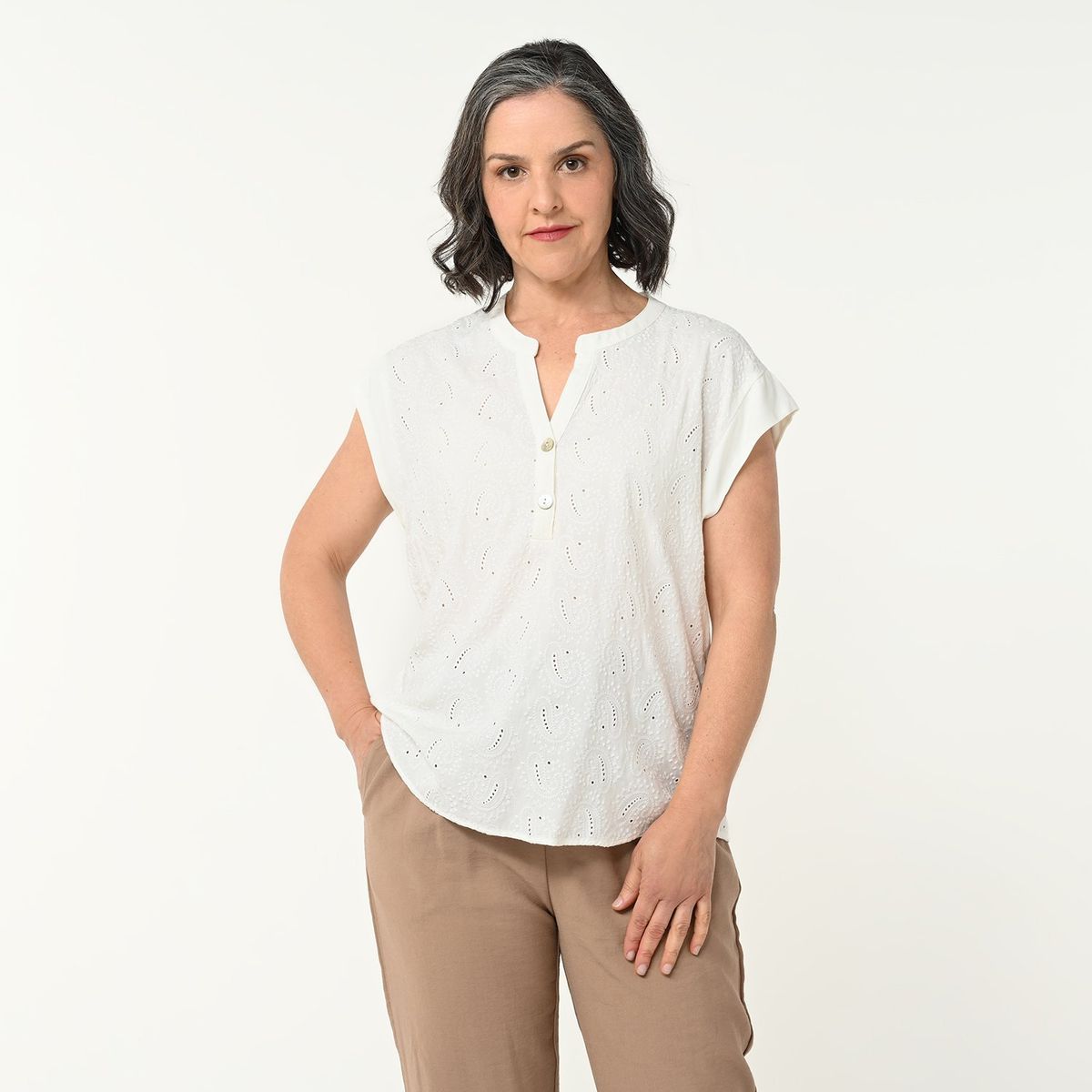 APOLOGY - Blusa Mujer con Ojalillo Manga corta Apology