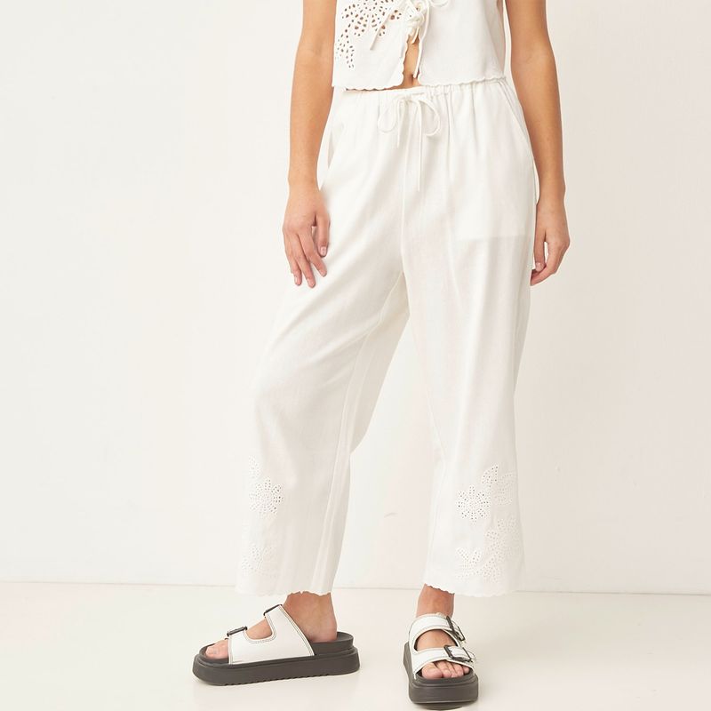 SYBILLA - Pantalón Culotte Mujer Tiro medio con Bordado Sybilla