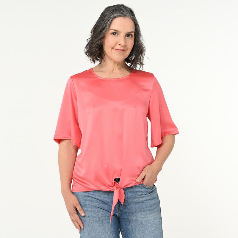 SOUTHLAND - Blusa Mujer Anudada Manga corta Southland
