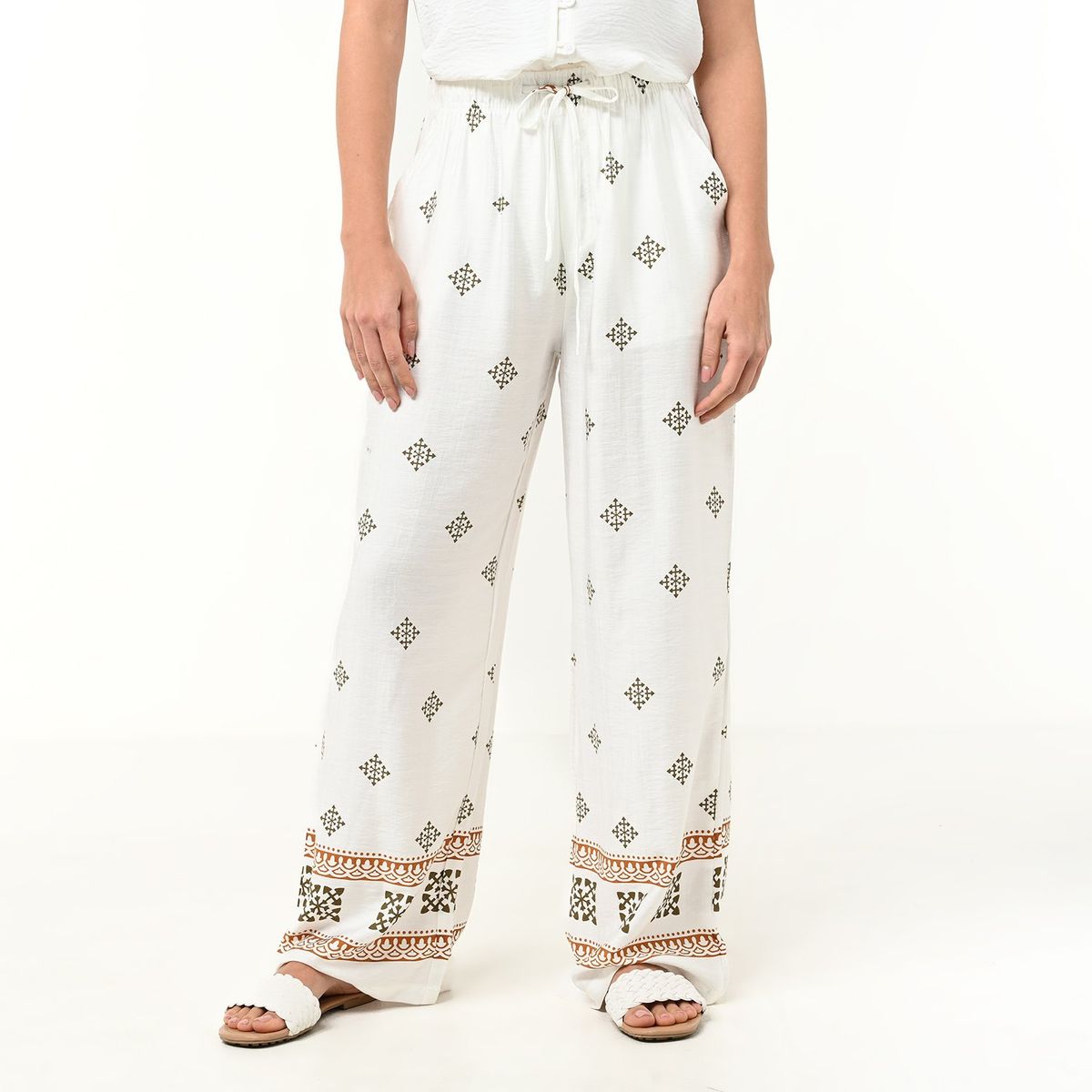 UNIVERSITY CLUB - Pantalón Wide Leg Mujer Tiro alto con Estampado University Club