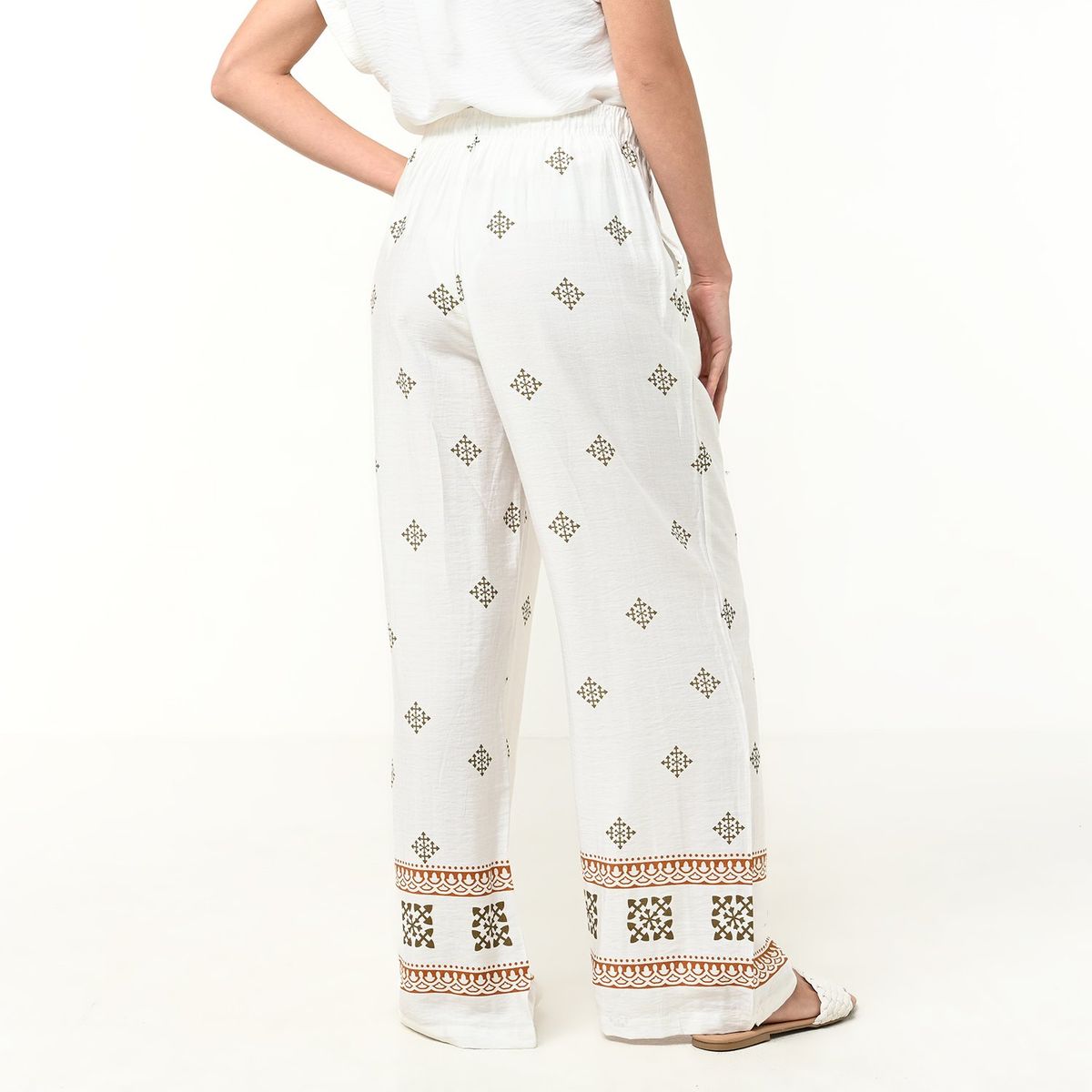 UNIVERSITY CLUB - Pantalón Wide Leg Mujer Tiro alto con Estampado University Club
