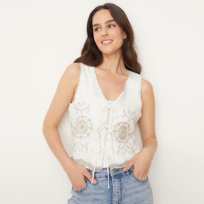 UNIVERSITY CLUB - Blusa Mujer con Bordado Sin mangas University Club