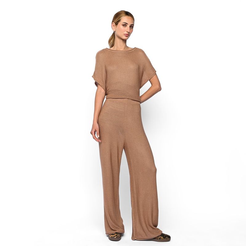 UNIVERSITY CLUB - Pantalón Wide Leg Mujer Tiro medio Tejido University Club