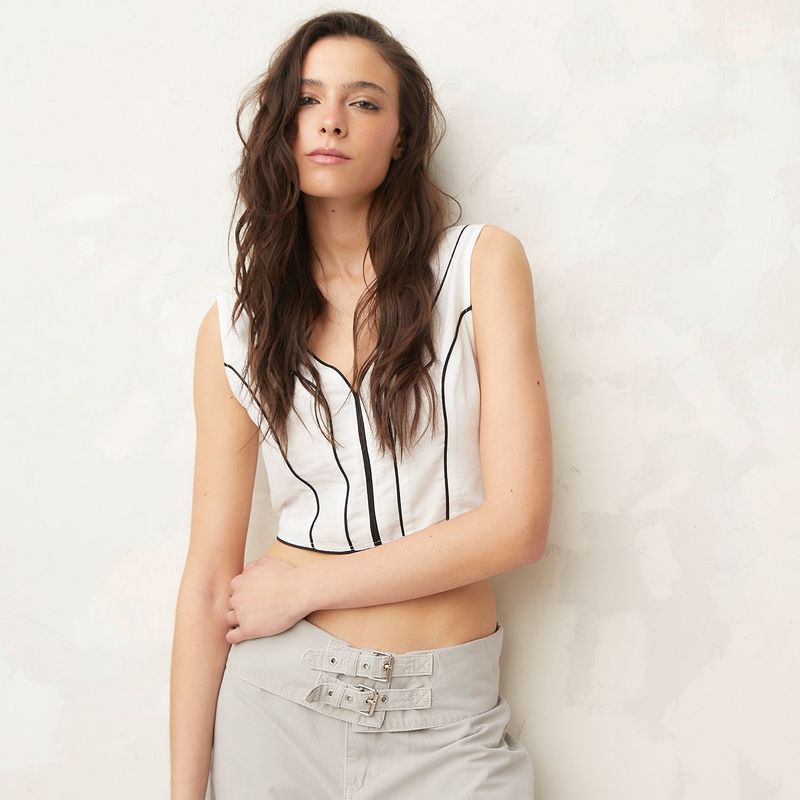 DENIMLAB - Blusa Mujer de Rayas Sin mangas de Algodón Denimlab 