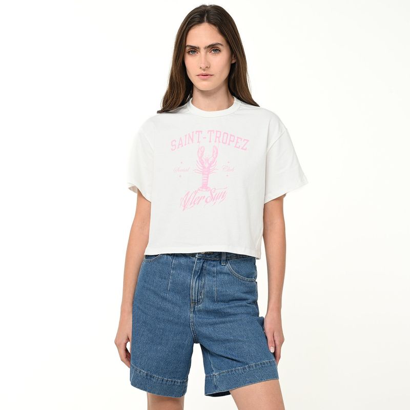 SYBILLA - Blusa Mujer Manga corta de Algodón Sybilla