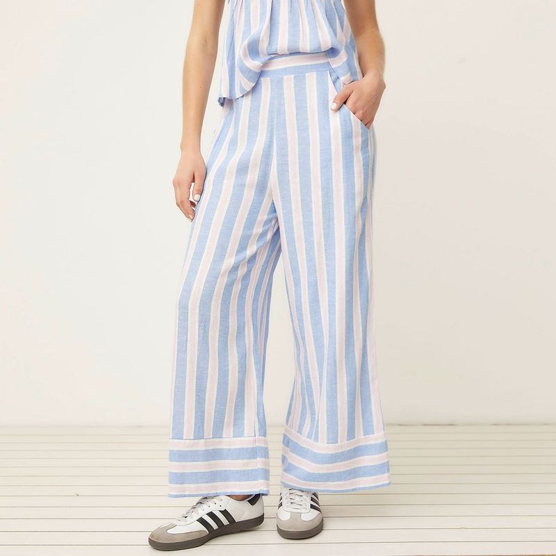 SYBILLA - Pantalón Wide leg Mujer Tiro alto de Rayas Sybilla
