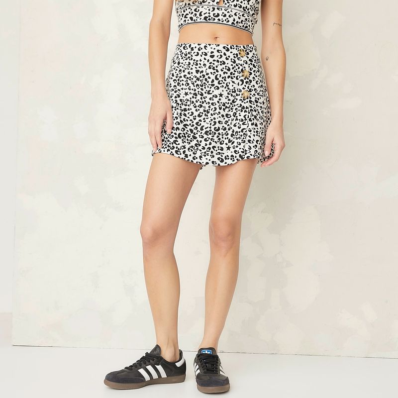 DENIMLAB - Falda Mini Mujer Animal print Denimlab
