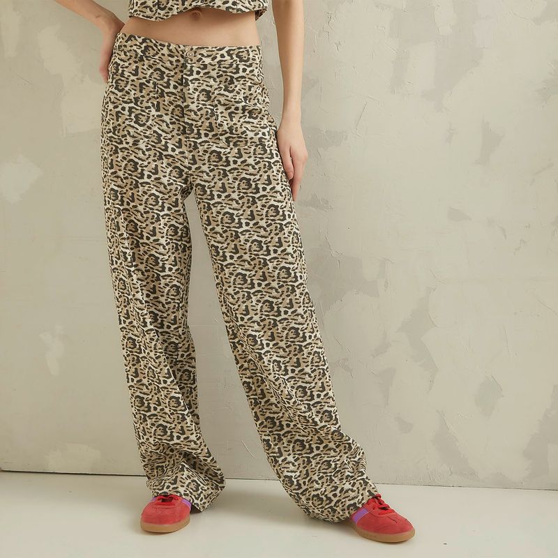 DENIMLAB - Pantalón Flare Mujer Tiro alto Animal print Denimlab