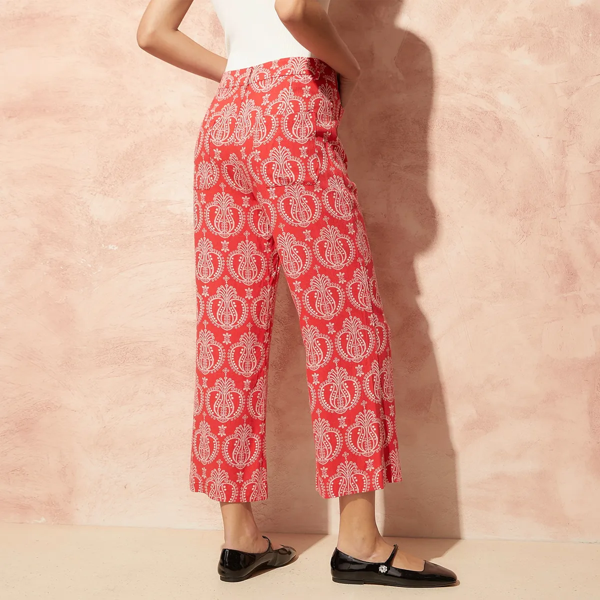 BASEMENT - Pantalón Culotte Mujer Tiro alto con Estampado Basement