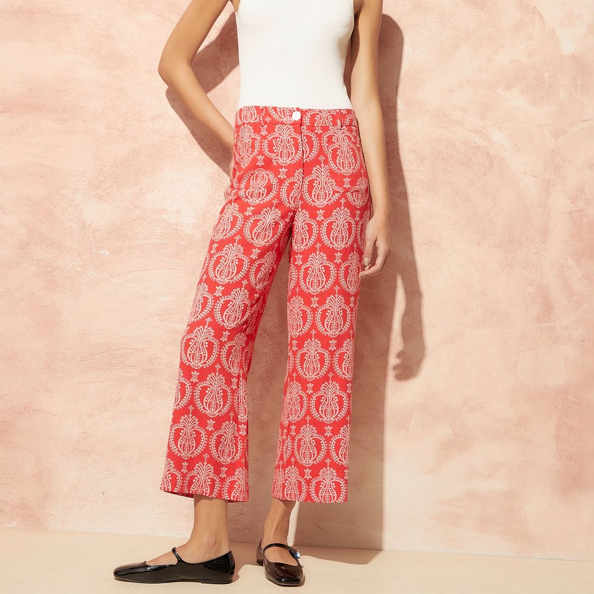 BASEMENT - Pantalón Culotte Mujer Tiro alto con Estampado Basement
