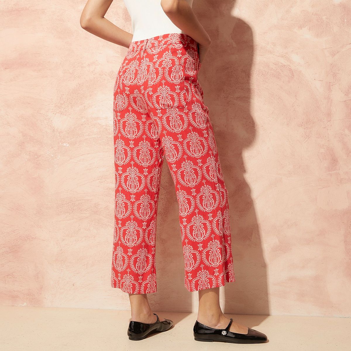 BASEMENT - Pantalón Culotte Mujer Tiro alto con Estampado Basement