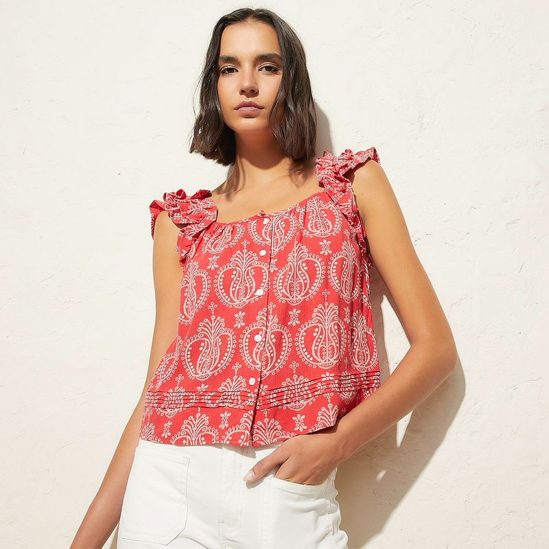 BASEMENT - Blusa Mujer con Estampado Sin mangas Basement
