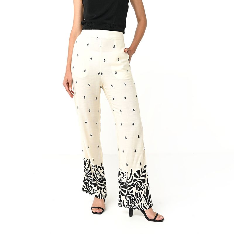 BASEMENT - Pantalón Palazzo Mujer Tiro alto Estampado Basement