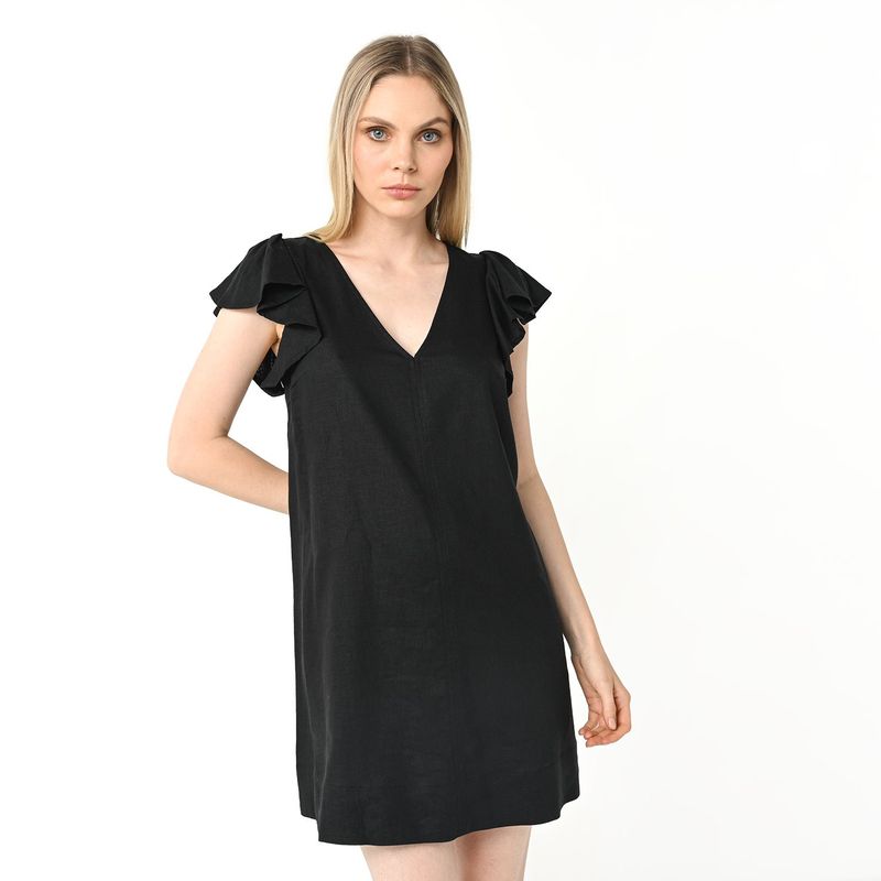 BASEMENT - Vestido Mujer Corto de Lino Basement