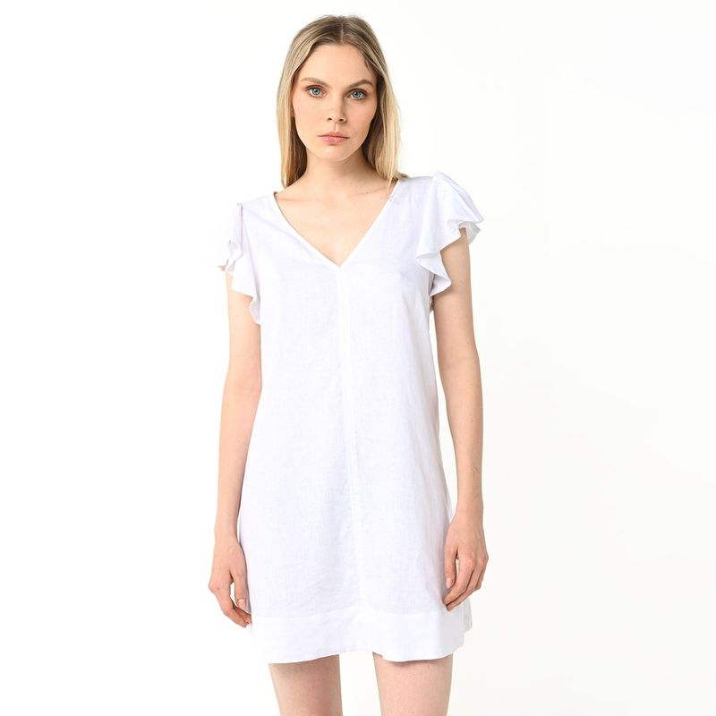 BASEMENT - Vestido Mujer Corto de Lino Basement