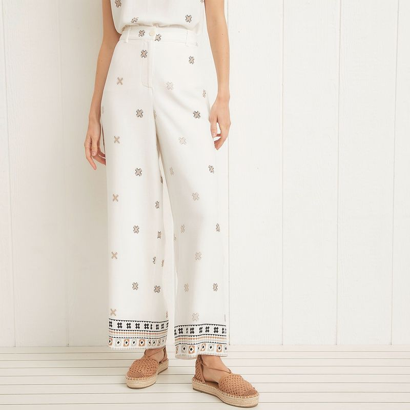 UNIVERSITY CLUB - Pantalón Wide leg Mujer Tiro alto con Estampado University Club
