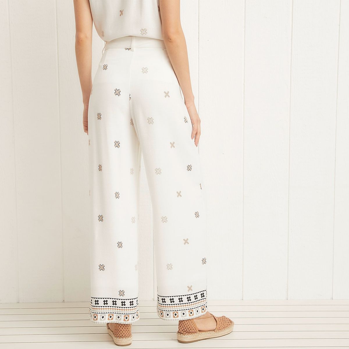 UNIVERSITY CLUB - Pantalón Wide leg Mujer Tiro alto con Estampado University Club