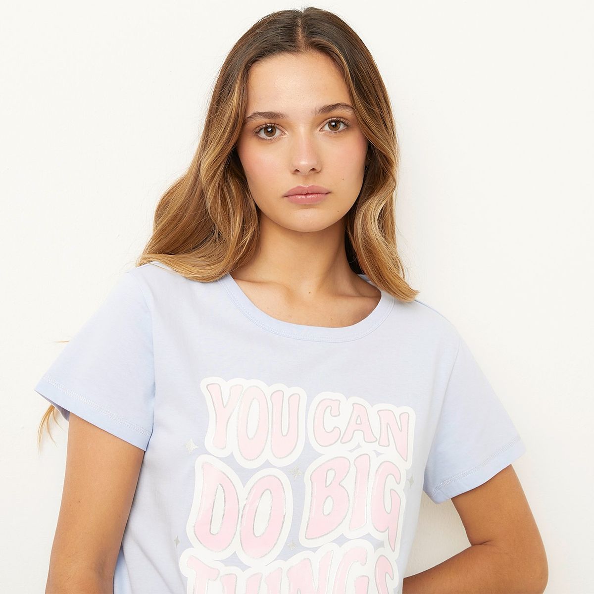 SYBILLA - Camiseta de pijama Mujer Manga corta de Algodón Sybilla