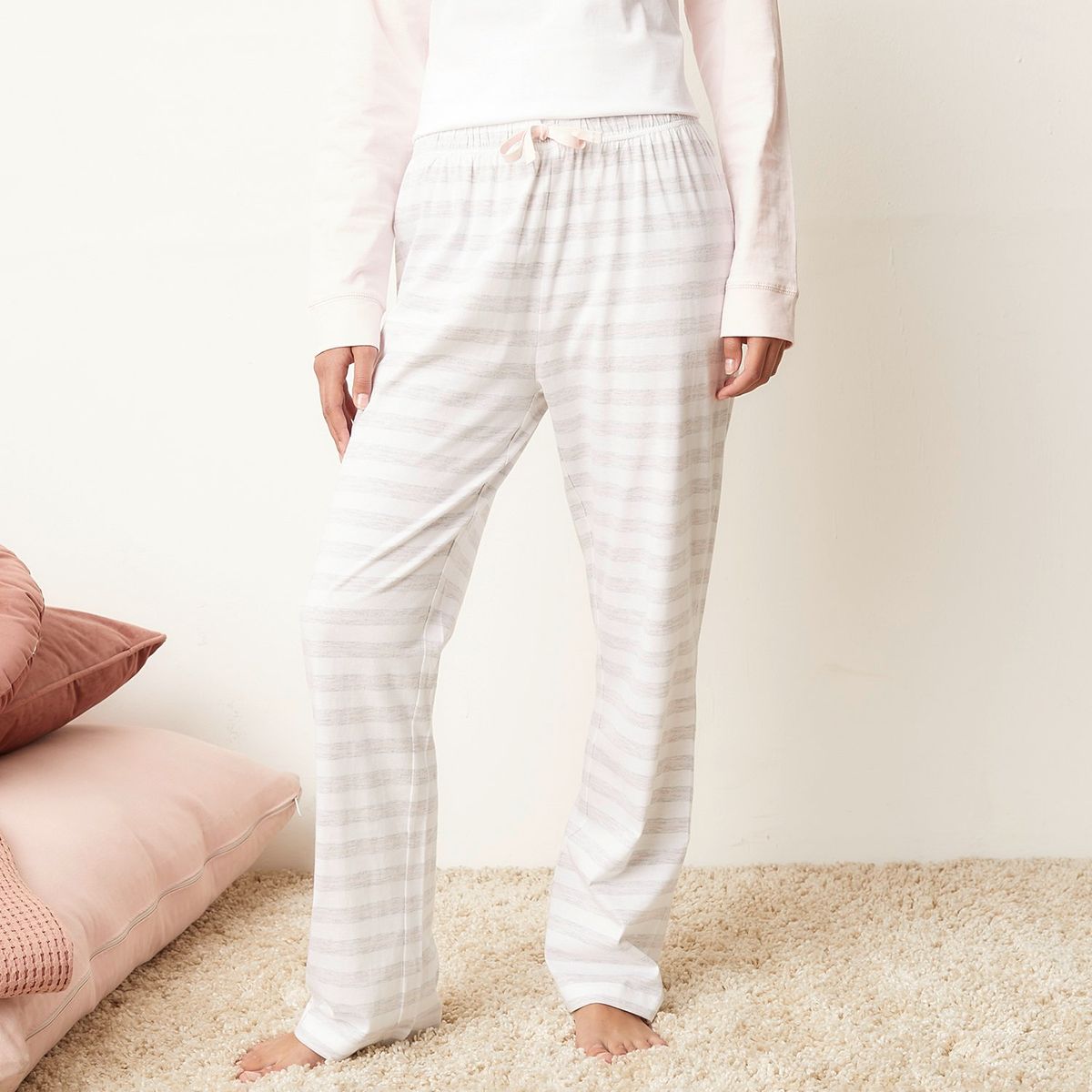 SYBILLA - Pantalón de pijama Mujer Largo de Algodón Sybilla