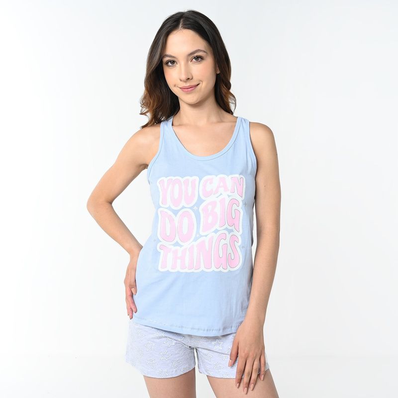 SYBILLA - Pijama completa short mujer sin mangas Sybilla