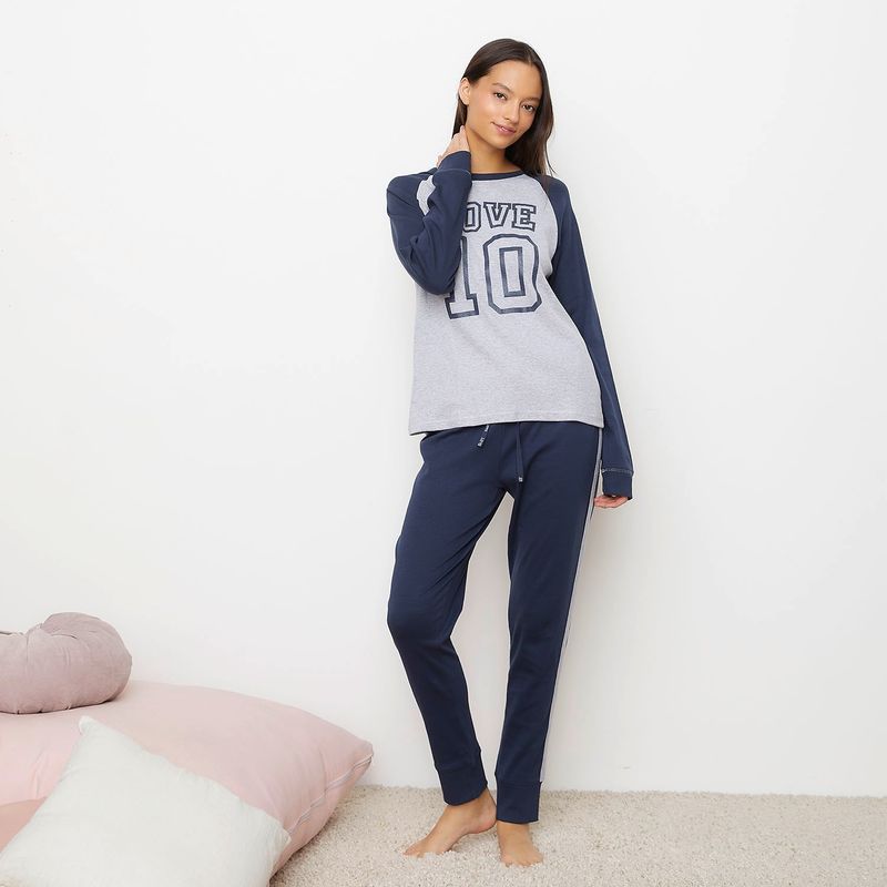 SYBILLA - Pijama completa con pantalón Mujer Manga larga de Algodón Sybilla