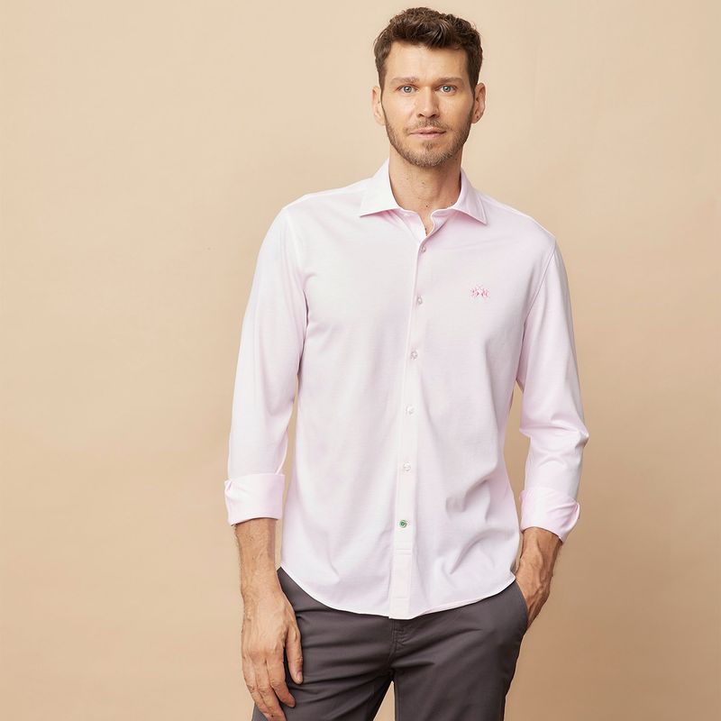 LA MARTINA - Camisa Hombre Manga larga Slim de Algodón La Martina