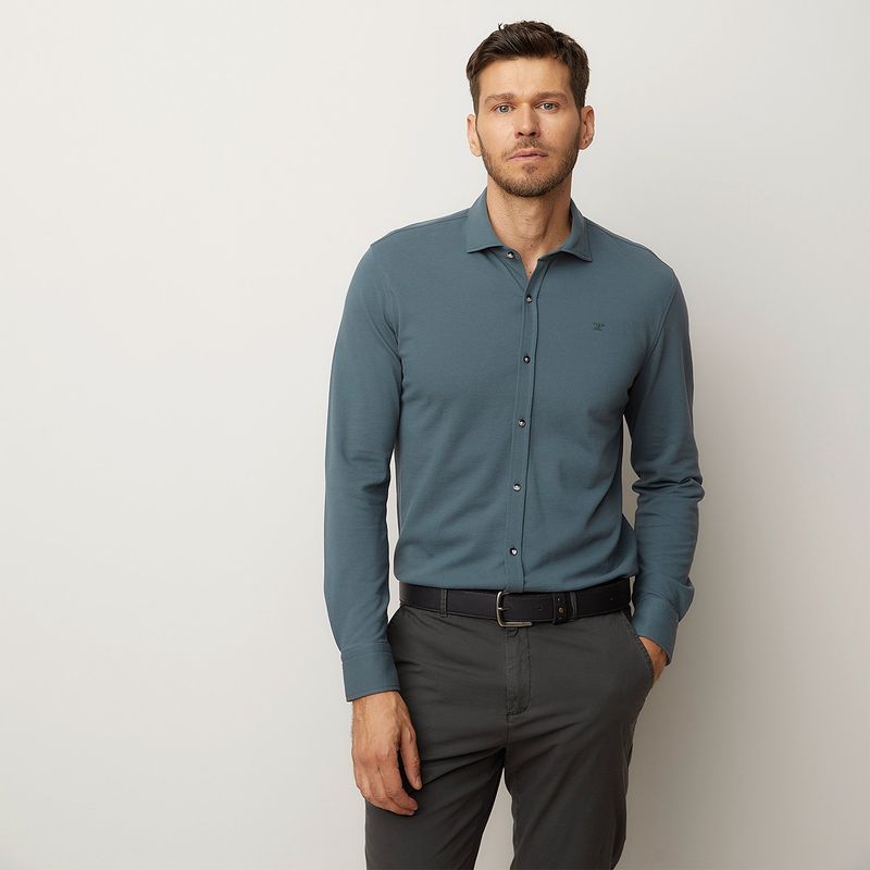 WOLF & HANK - Camisa Hombre Manga larga Slim de Algodón Wolf & Hank