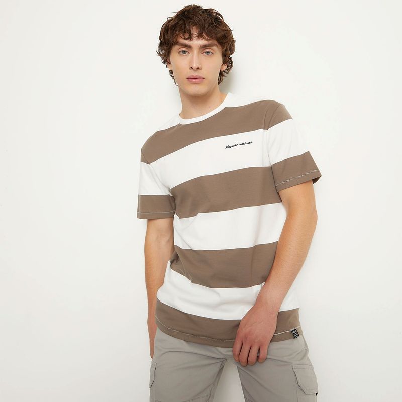 BEARCLIFF - Camiseta Hombre Manga corta Rayas de Algodón Bearcliff