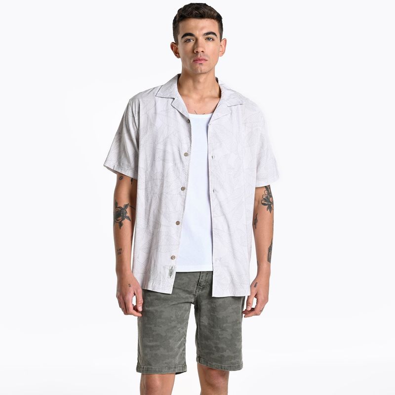 BEARCLIFF - Camisa Hombre de Rayas Manga corta de Algodón Bearcliff