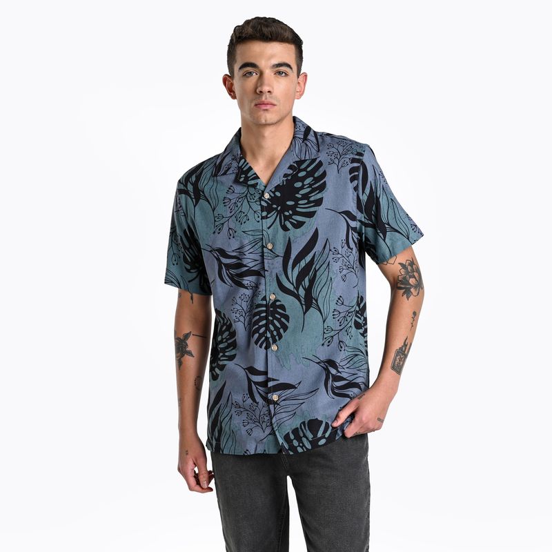 BEARCLIFF - Camisa Hombre de Rayas Manga corta de Algodón Bearcliff