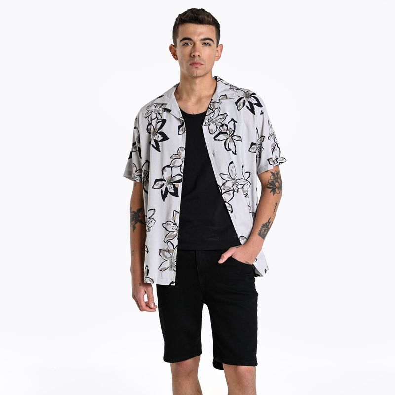 BEARCLIFF - Camisa Hombre de Rayas Manga corta de Algodón Bearcliff
