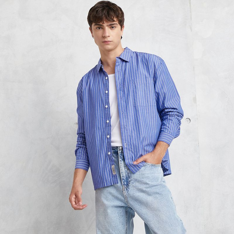 BEARCLIFF - Camisa Hombre Manga larga Recto de Algodón Bearcliff