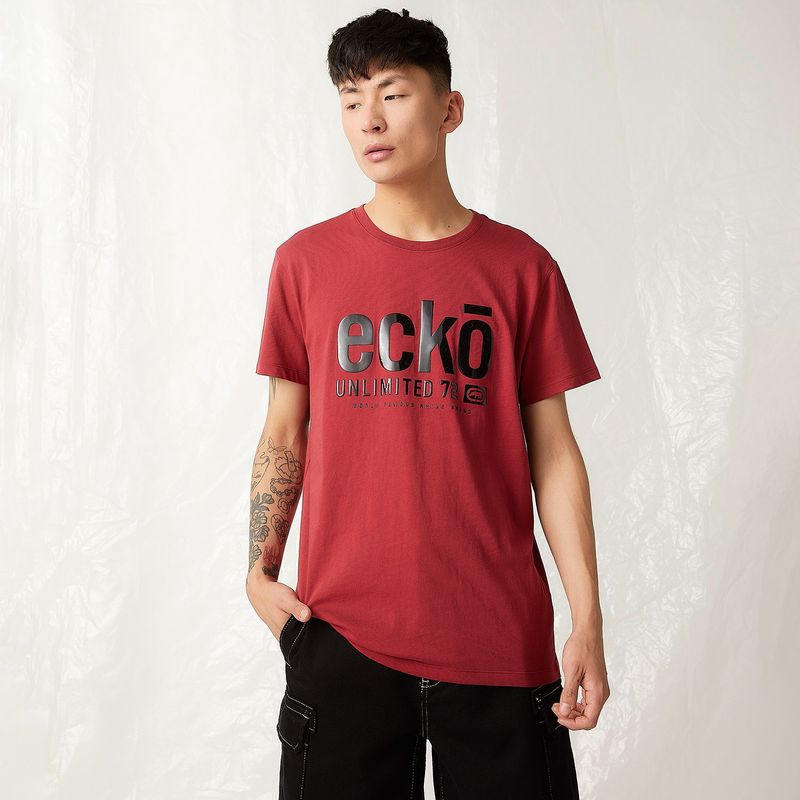 ECKO - Camiseta Hombre Manga corta con Logo de Algodón Ecko