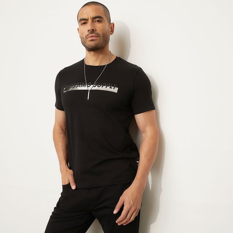 MOSSIMO - Camiseta Hombre Manga corta Logo de Algodón Mossimo