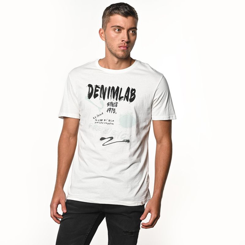 DENIMLAB - Camiseta Hombre Manga corta con Logo de Algodón Denimlab