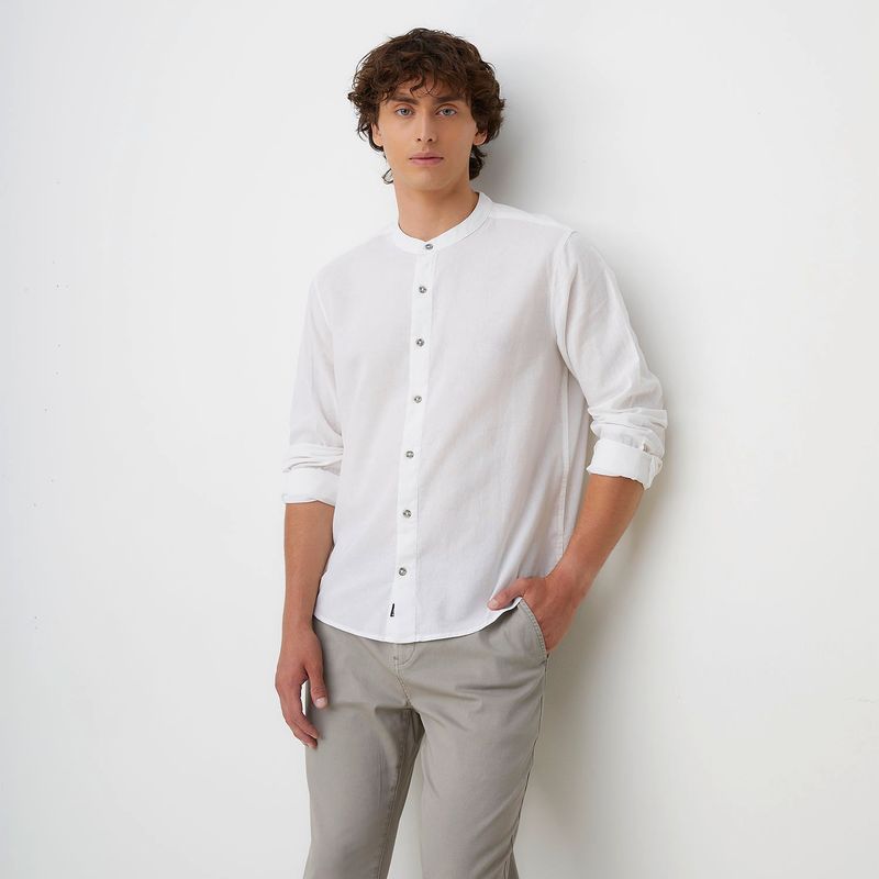 BEARCLIFF - Camisa Hombre Manga larga Recto de Algodón Bearcliff