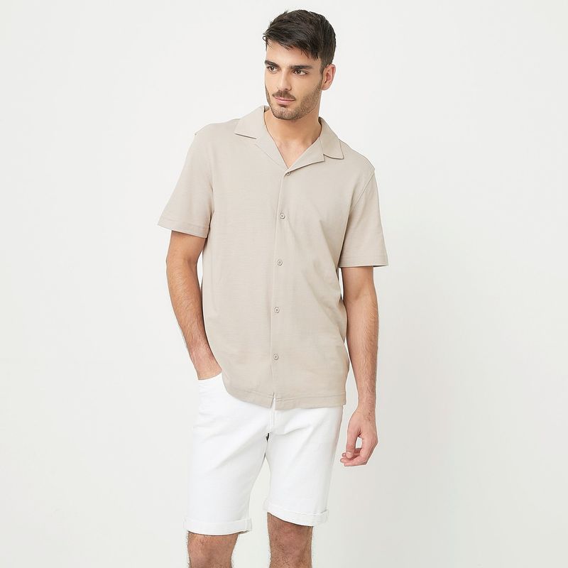 BASEMENT - Camisa Hombre Manga corta de Algodón Basement