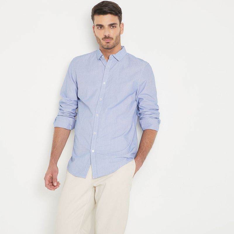 BASEMENT - Camisa Hombre Manga larga de Algodón Basement