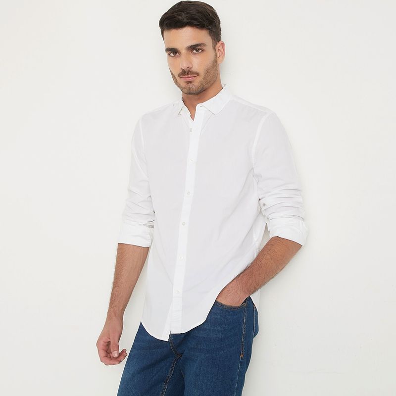 BASEMENT - Camisa Hombre Manga larga de Algodón Basement